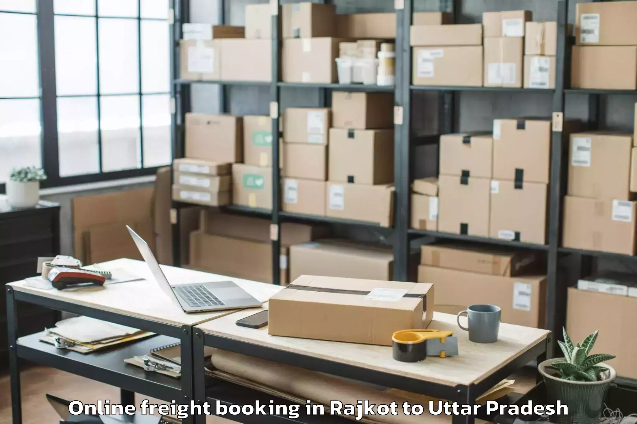 Top Rajkot to Fatehganj West Online Freight Booking Available